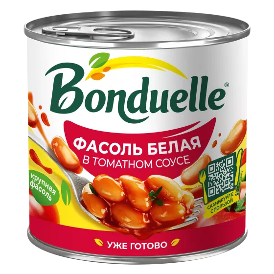 Лаазалсан шош Bonduelle, цагаан, улаан лоолийн шанзтай, 400 грам